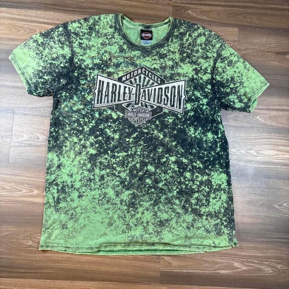 Harley Davidson‎ green and black tie-dye t-shirt #bikerstyle #motorcycle
